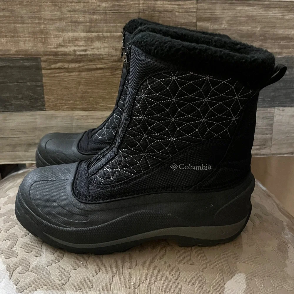 Columbia Cascadian Snowflake Black Water Resistant Winter Boots Women 8.5 BL1223